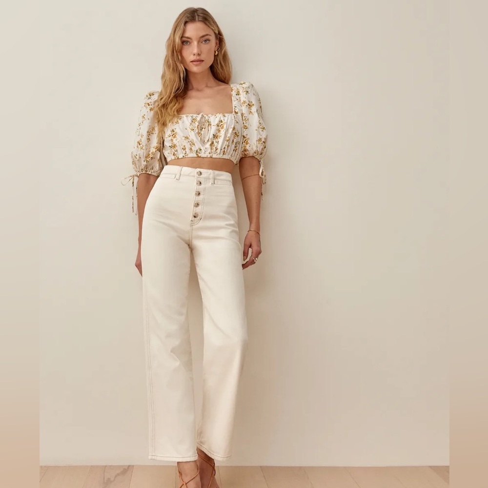 Reformation High-Waisted Cream Jeans